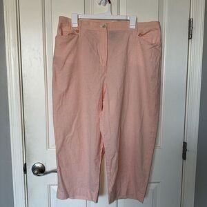 Lauren Ralph Lauren Women's Orange White Checkered Capri Pants Size 18W Plus